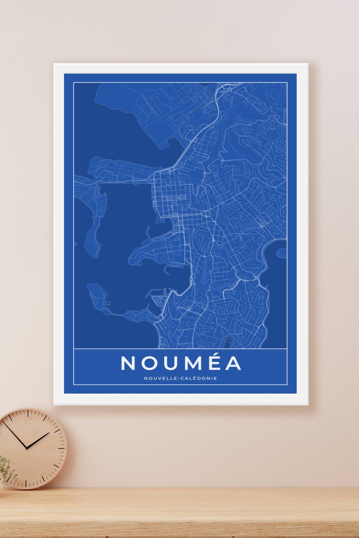 Carte de Nouméa bleue - Affiche personnalisée