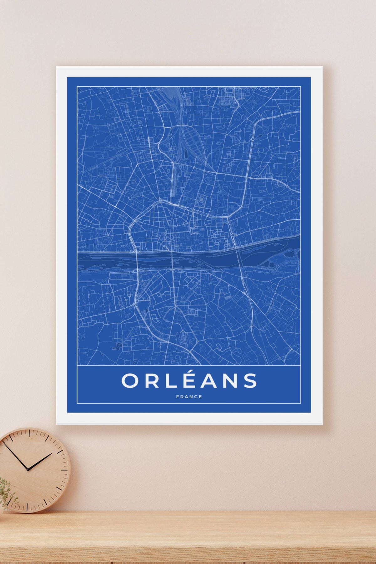 Carte d'Orléans bleue - Affiche personnalisée