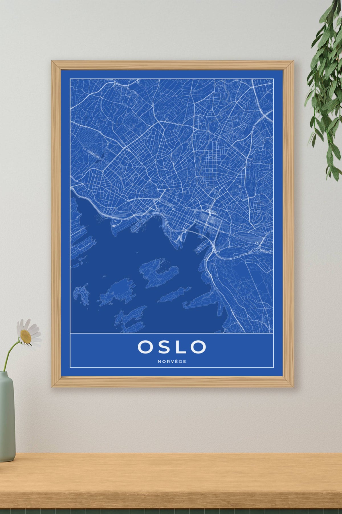 Carte d'Oslo bleue - Affiche personnalisée