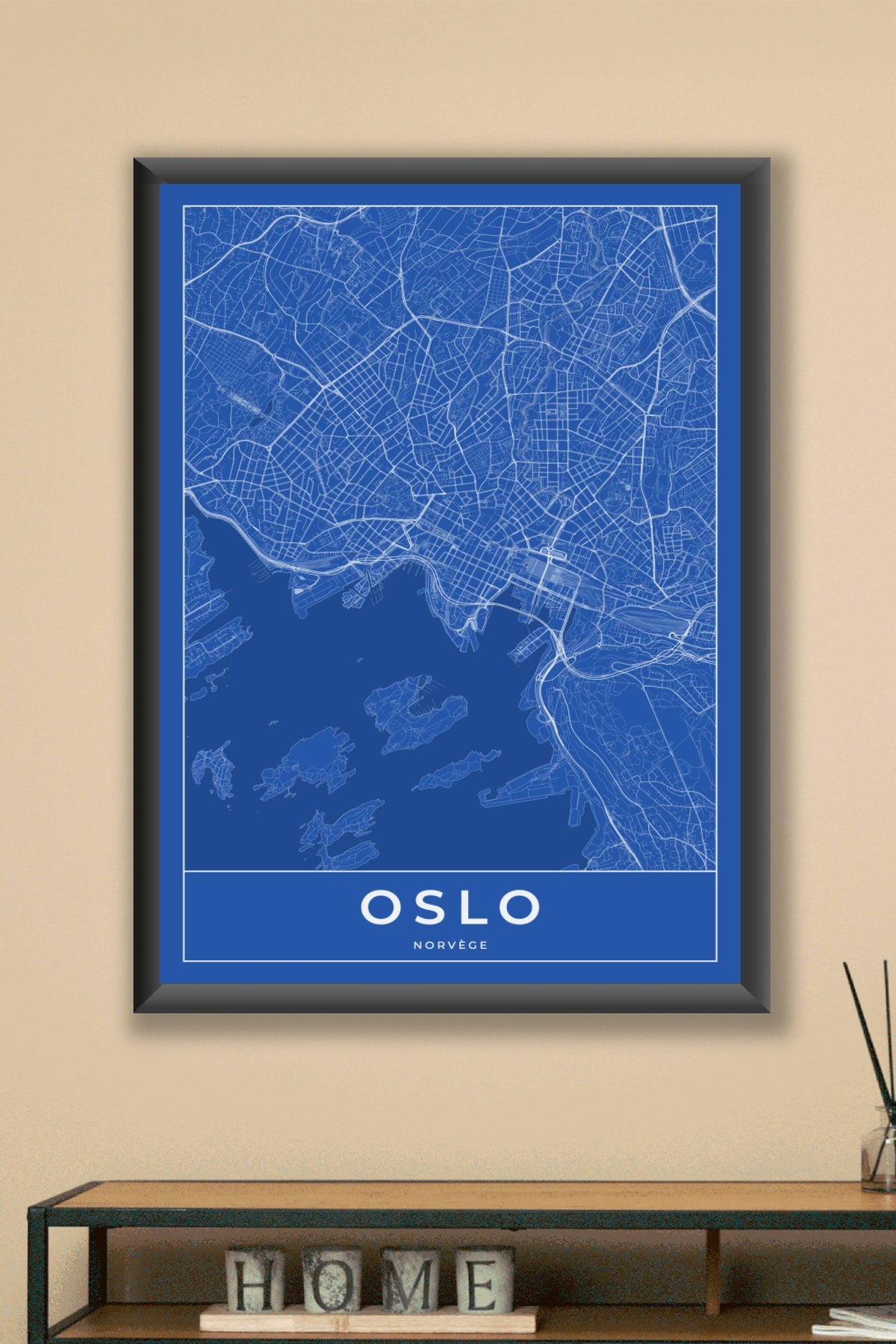 Carte d'Oslo bleue - Affiche personnalisée