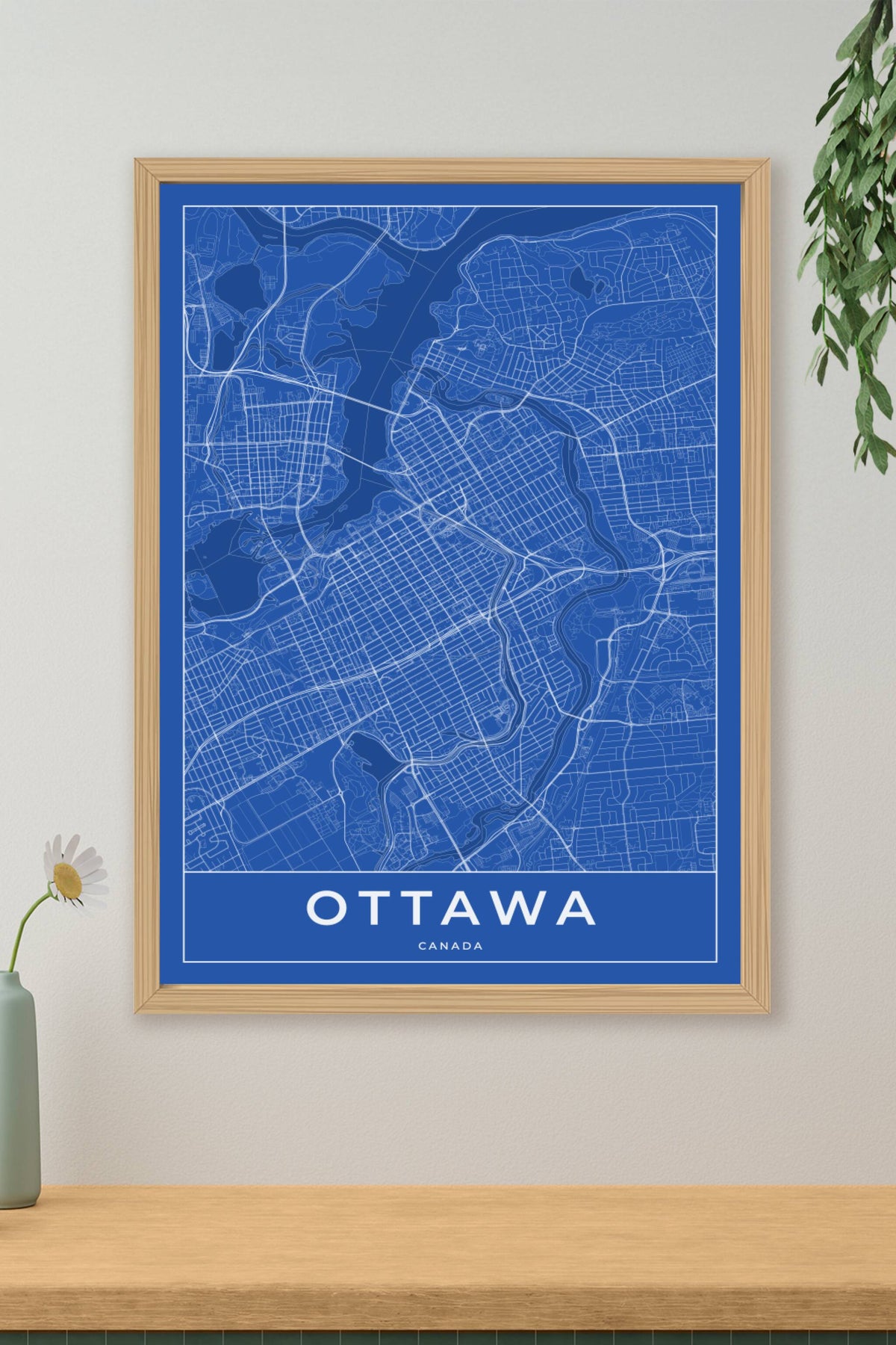 Carte d'Ottawa bleue - Affiche personnalisée