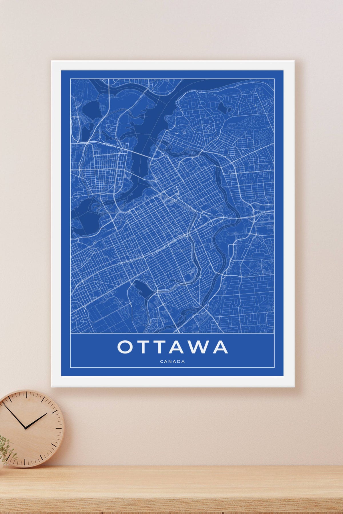 Carte d'Ottawa bleue - Affiche personnalisée
