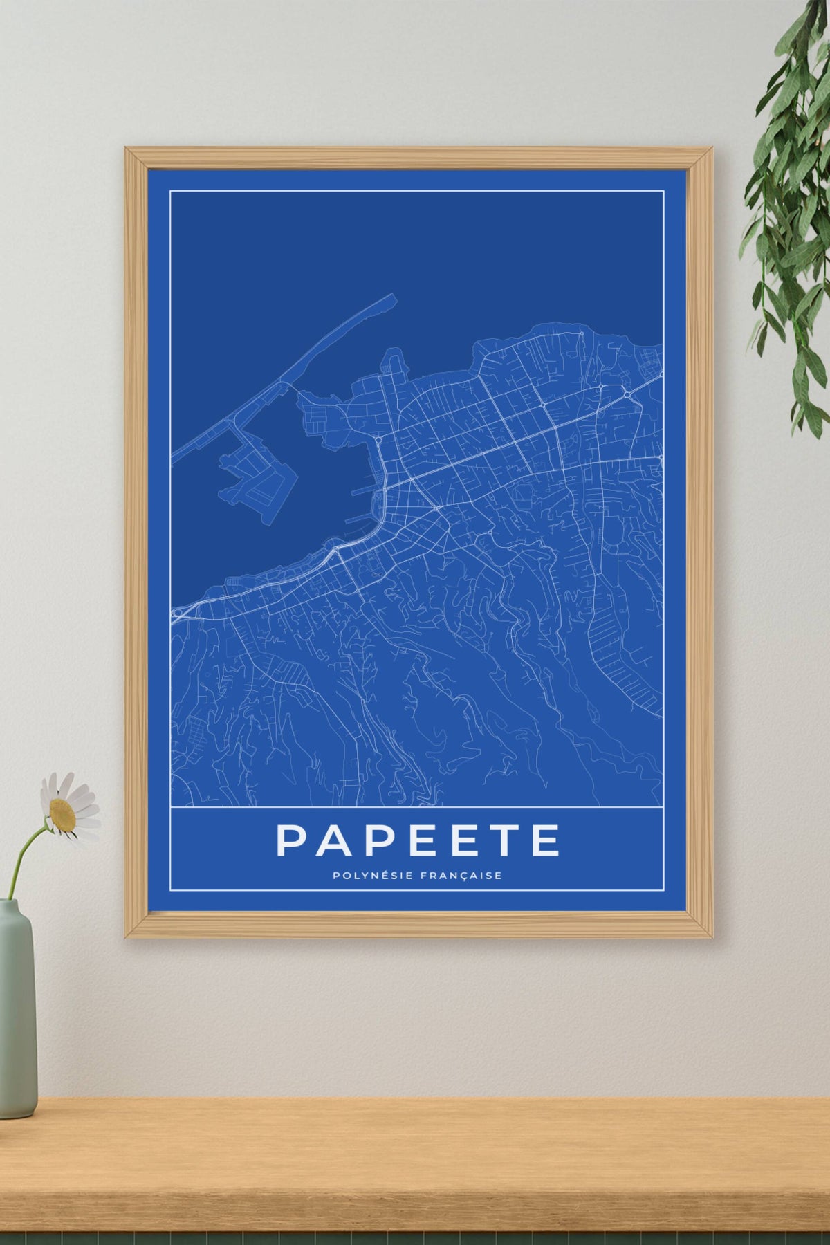 Carte de Papeete bleue - Affiche personnalisée