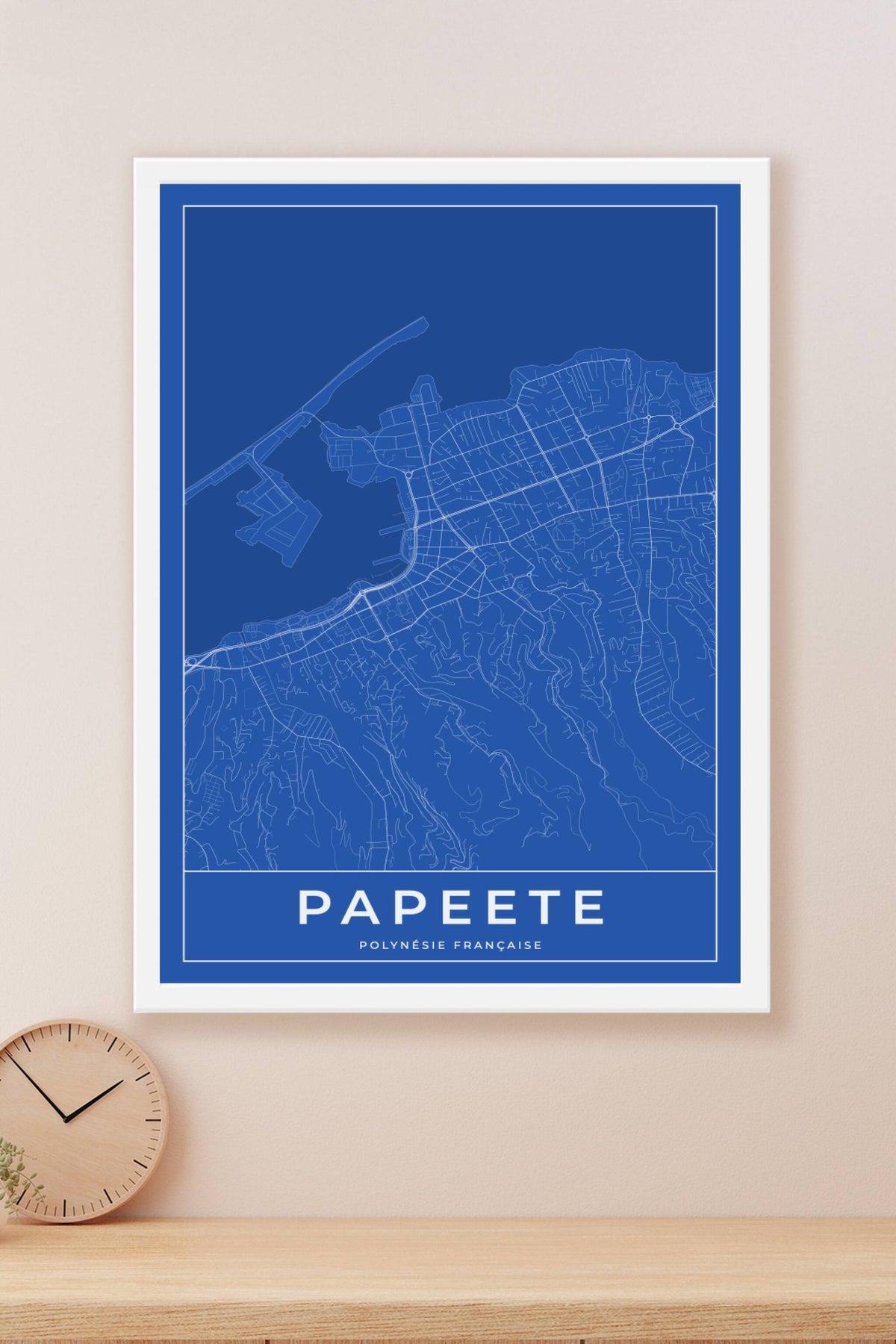Carte de Papeete bleue - Affiche personnalisée
