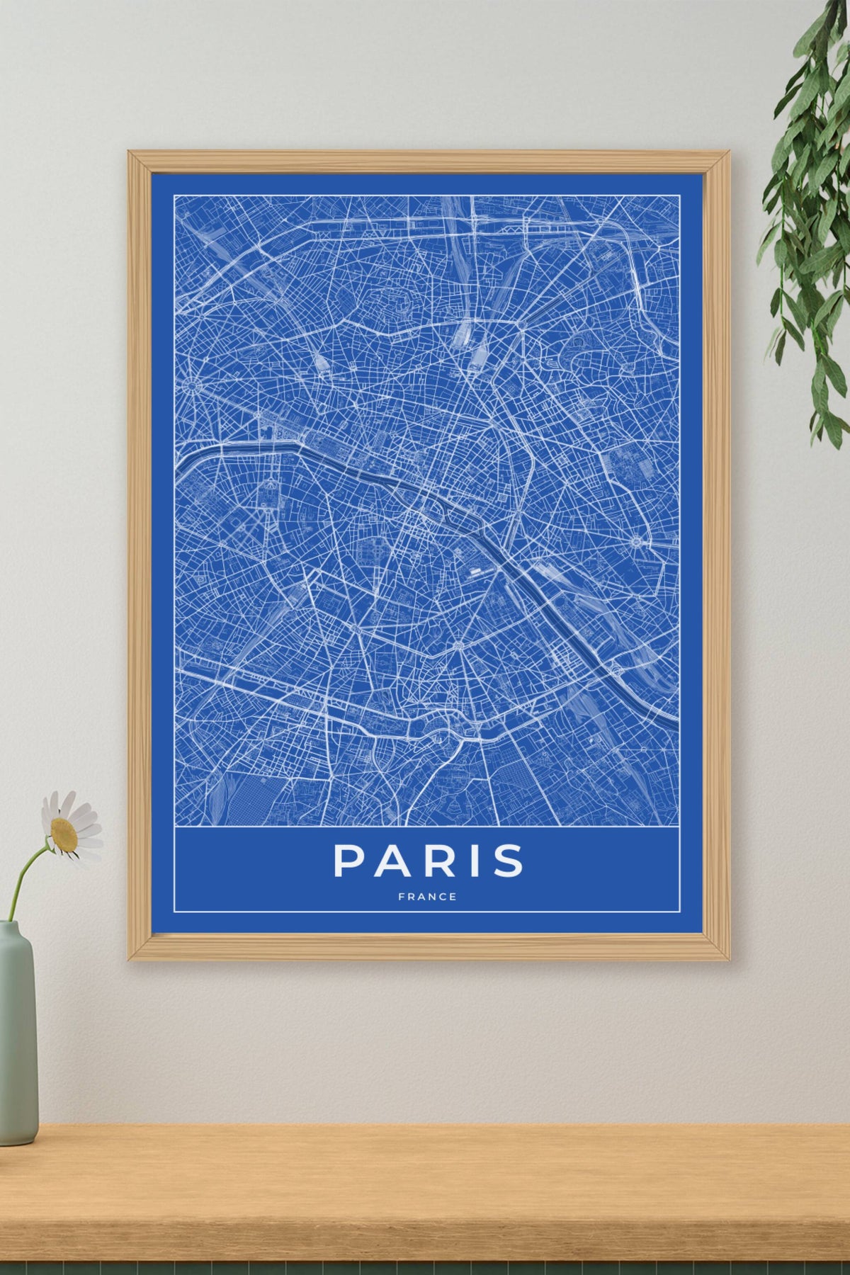 Carte de Paris bleue - Affiche personnalisée