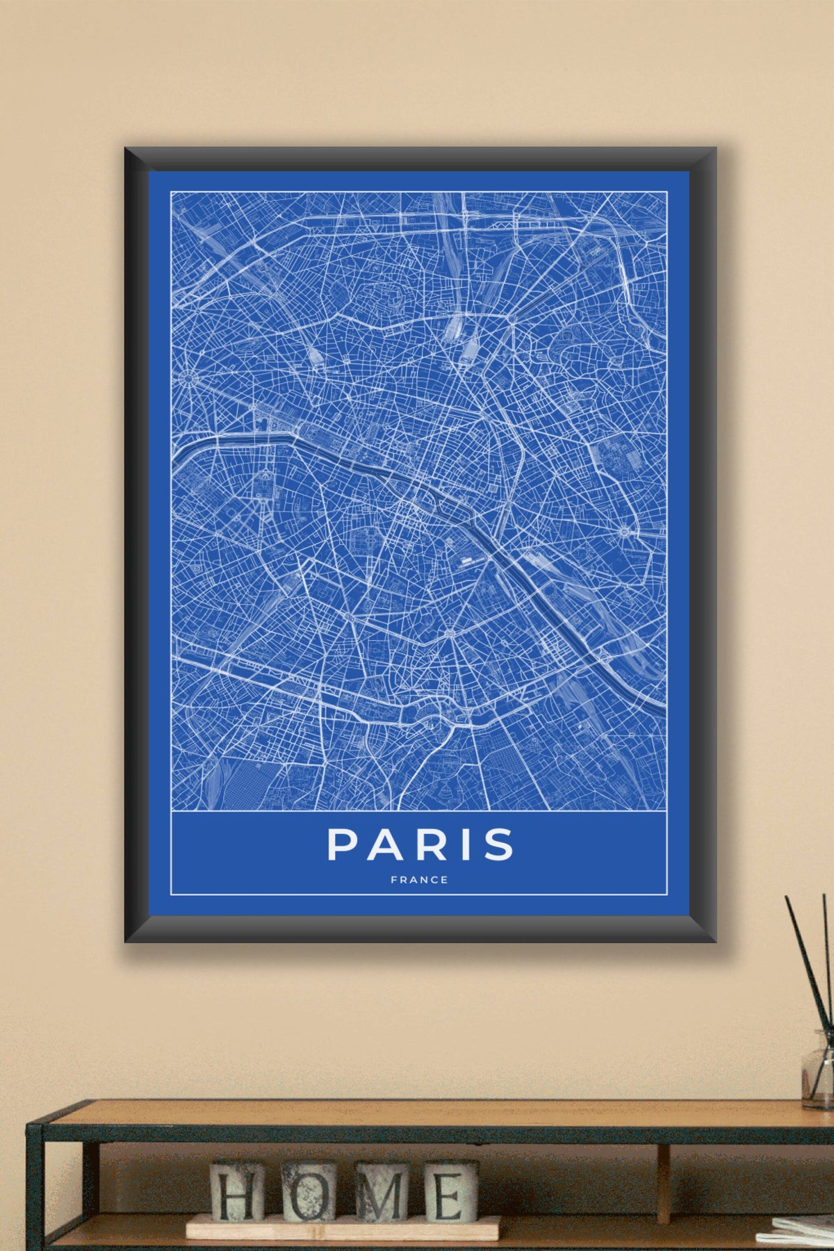 Carte de Paris bleue - Affiche personnalisée