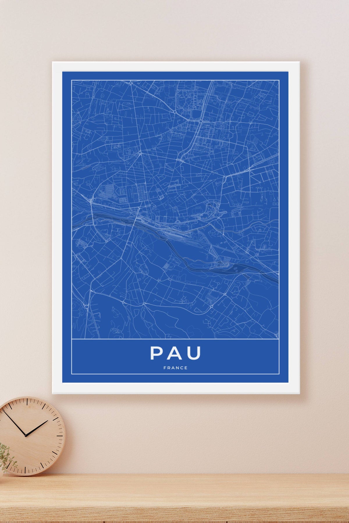 Carte de Pau bleue - Affiche personnalisée