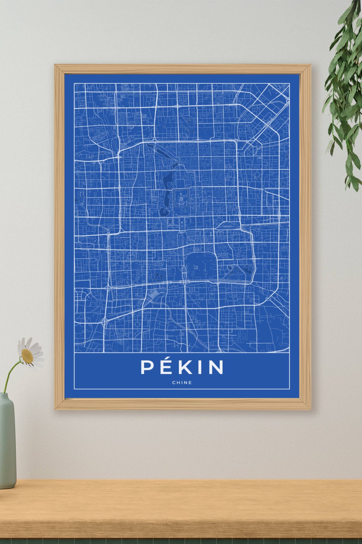 Carte de Pékin bleue - Affiche personnalisée