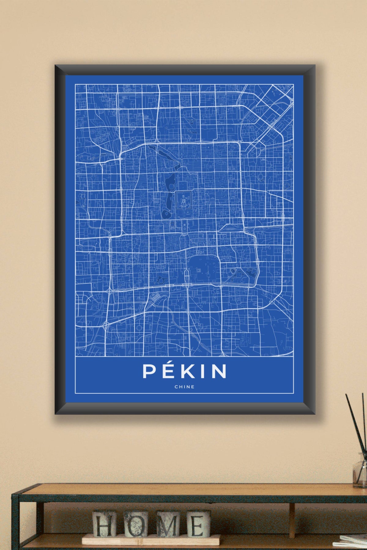 Carte de Pékin bleue - Affiche personnalisée