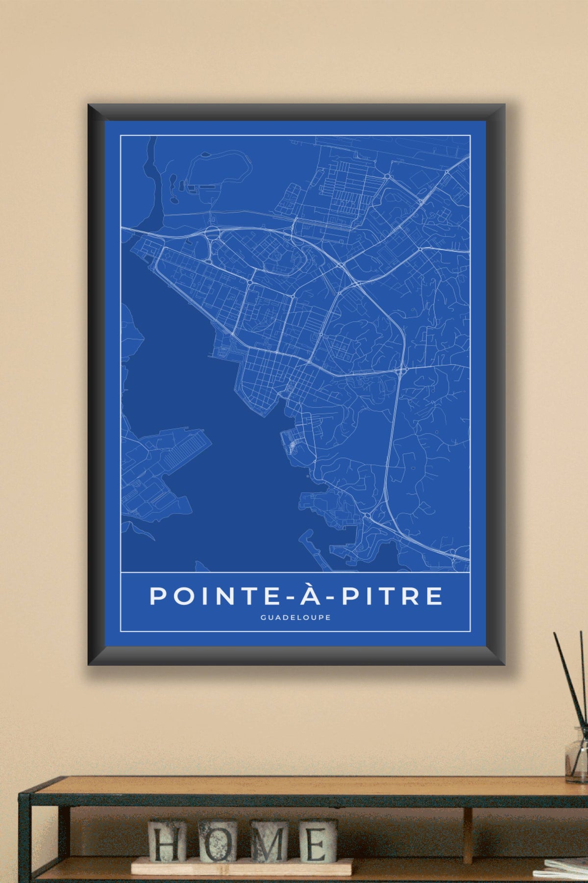 Carte de Pointe-à-Pitre bleue - Affiche personnalisée