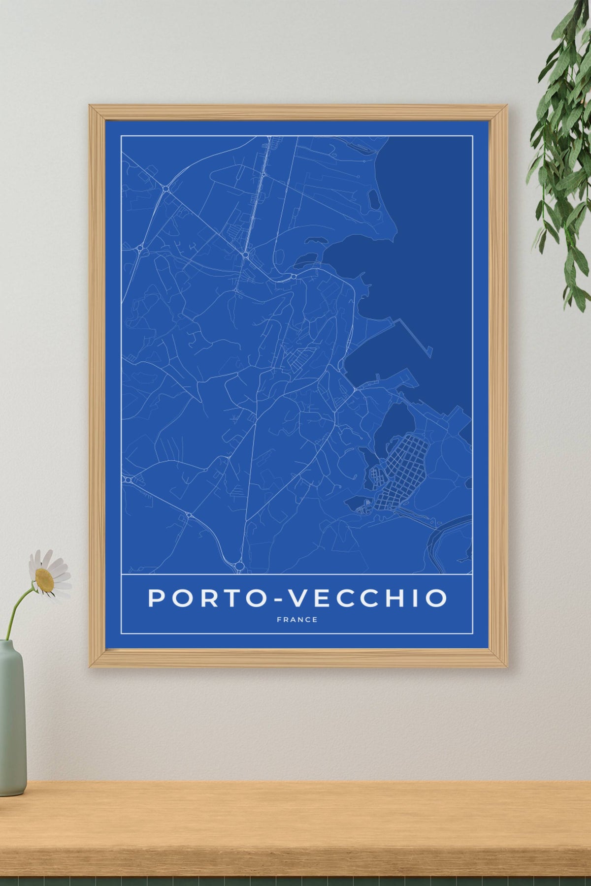 Carte de Porto-Vecchio bleue - Affiche personnalisée
