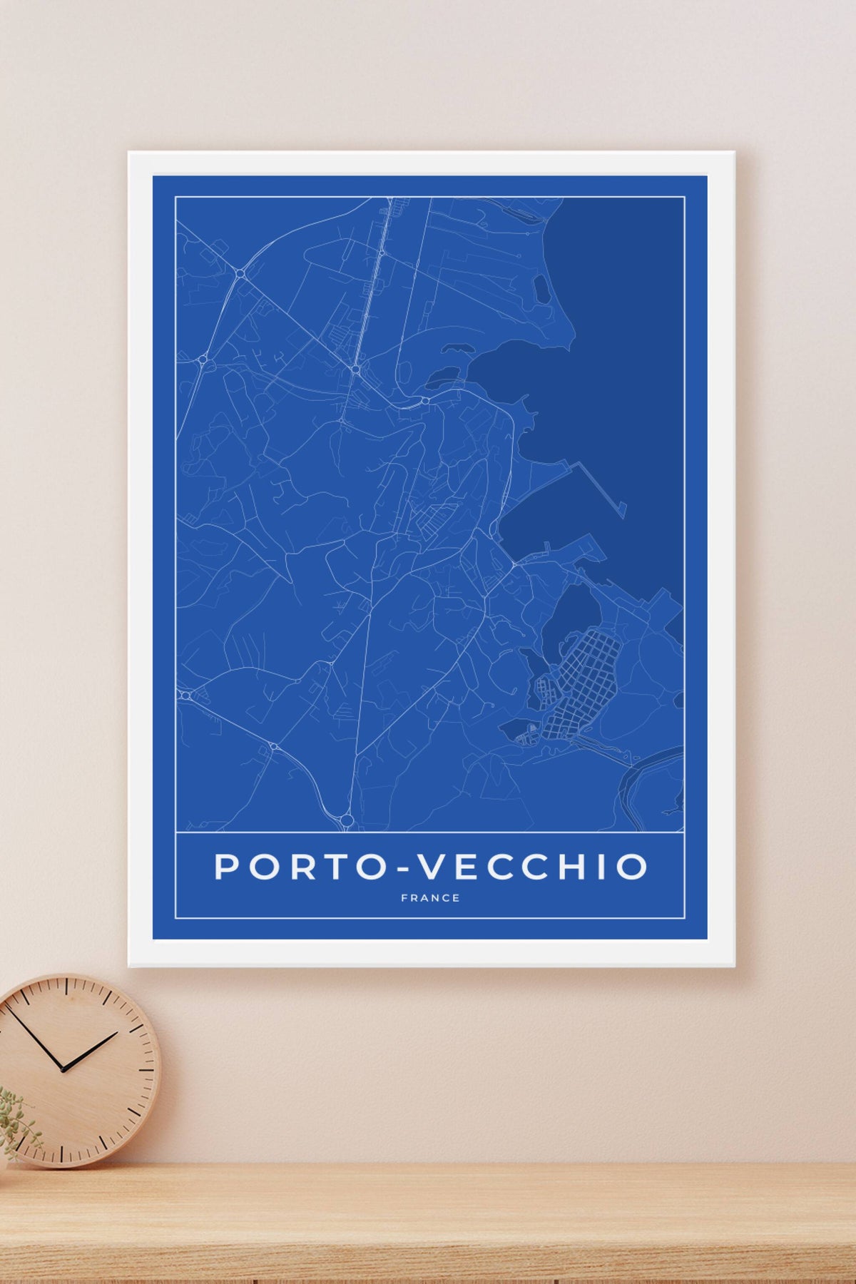 Carte de Porto-Vecchio bleue - Affiche personnalisée