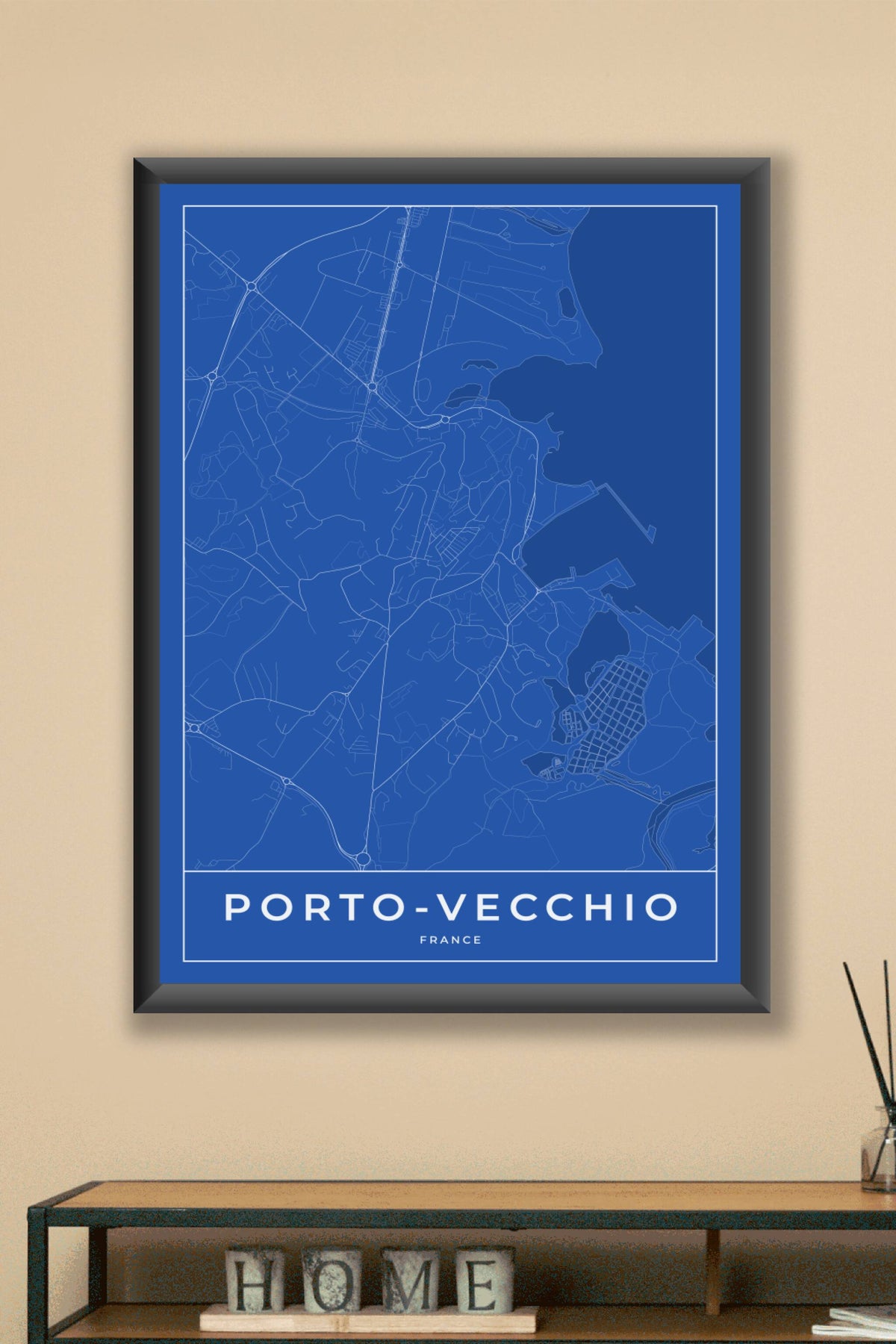 Carte de Porto-Vecchio bleue - Affiche personnalisée
