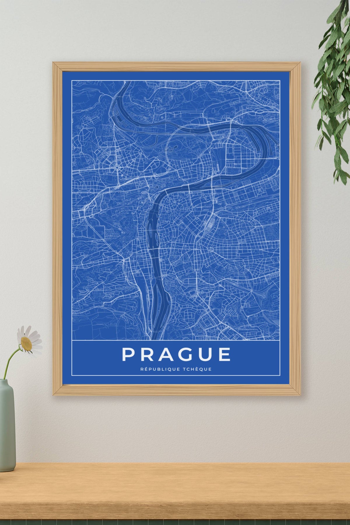 Carte de Prague bleue - Affiche personnalisée