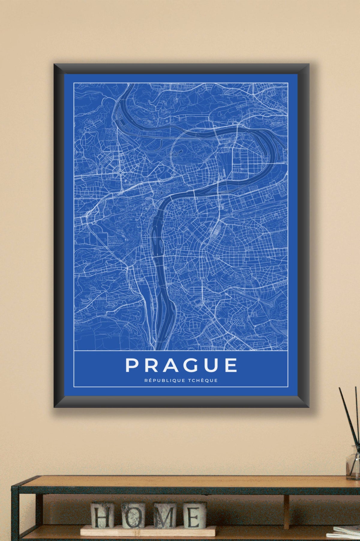 Carte de Prague bleue - Affiche personnalisée