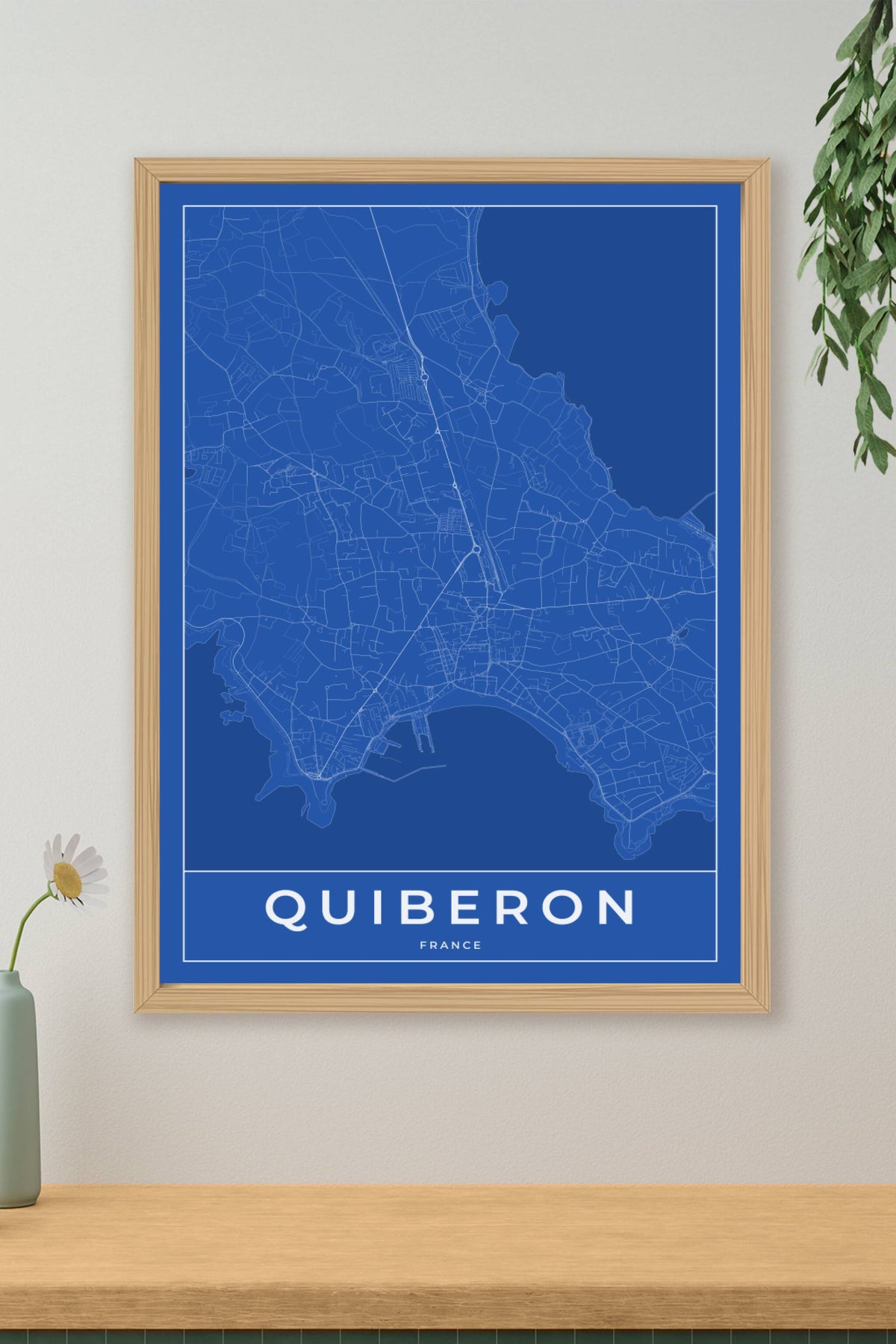 Carte de Quiberon bleue - Affiche personnalisée