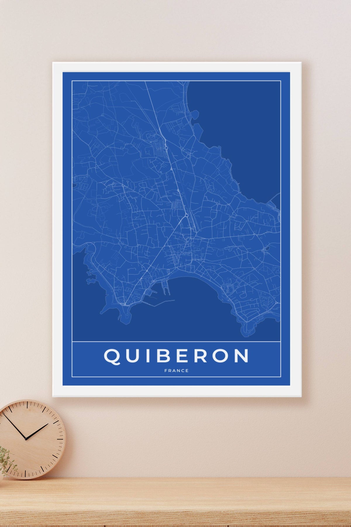 Carte de Quiberon bleue - Affiche personnalisée