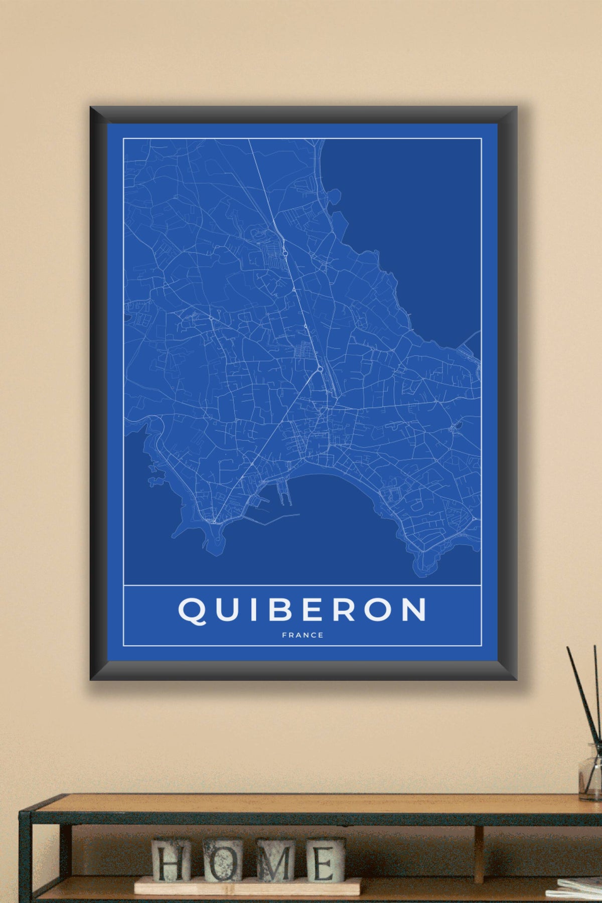 Carte de Quiberon bleue - Affiche personnalisée