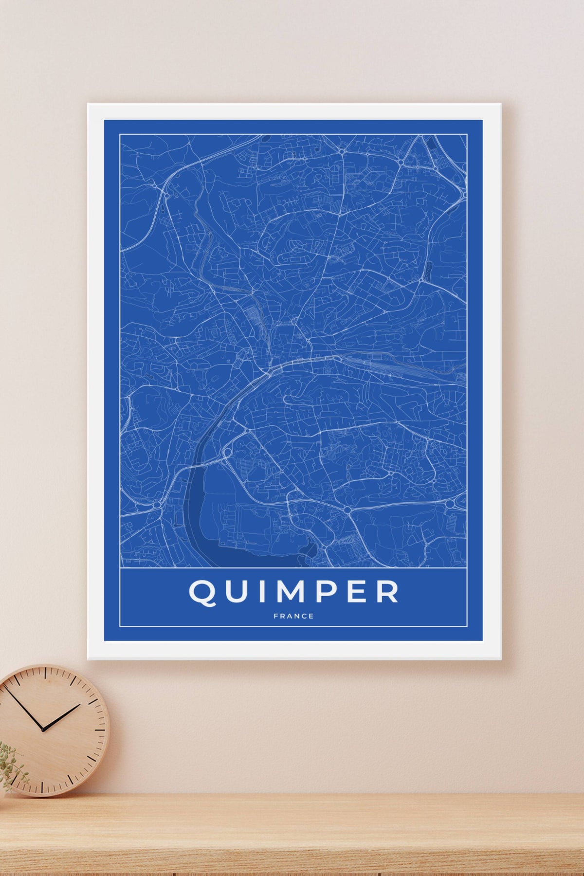 Carte de Quimper bleue - Affiche personnalisée