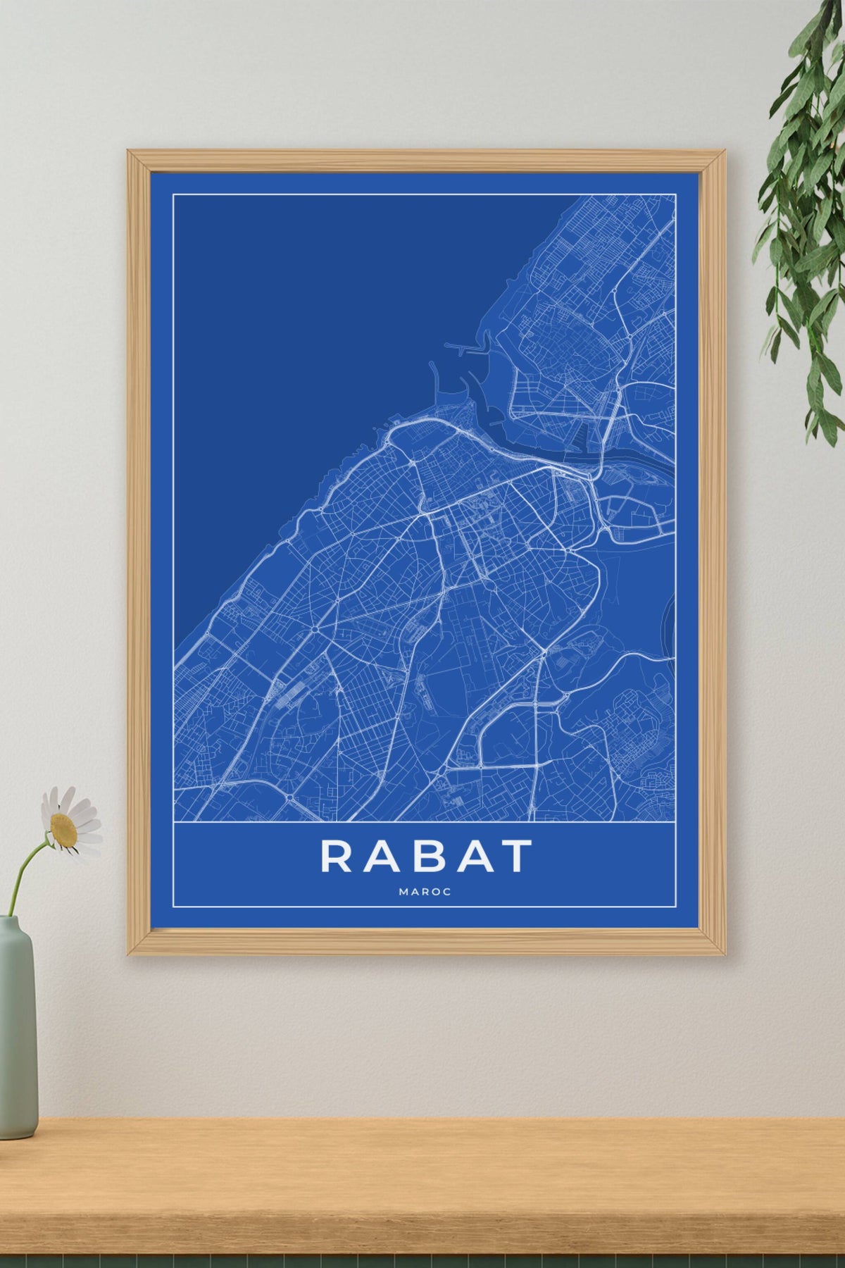 Carte de Rabat bleue - Affiche personnalisée