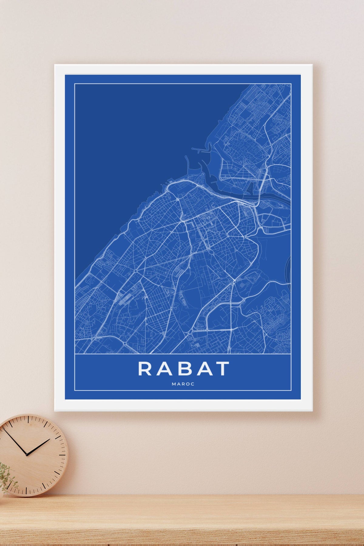 Carte de Rabat bleue - Affiche personnalisée
