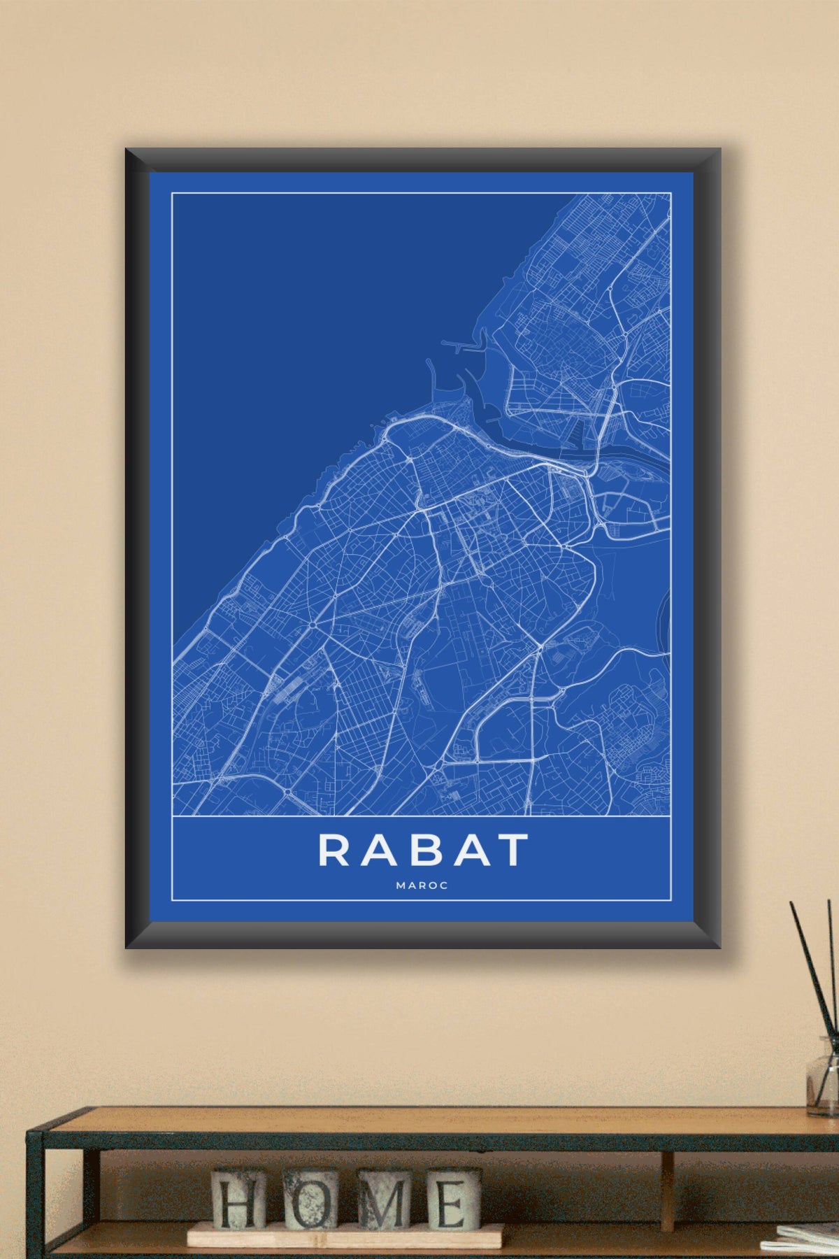 Carte de Rabat bleue - Affiche personnalisée