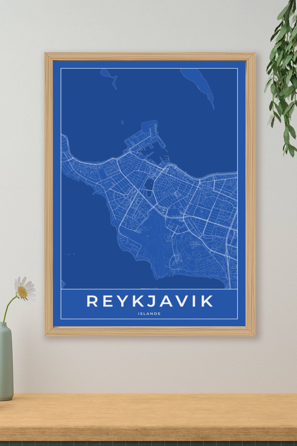 Carte de Reykjavik bleue - Affiche personnalisée