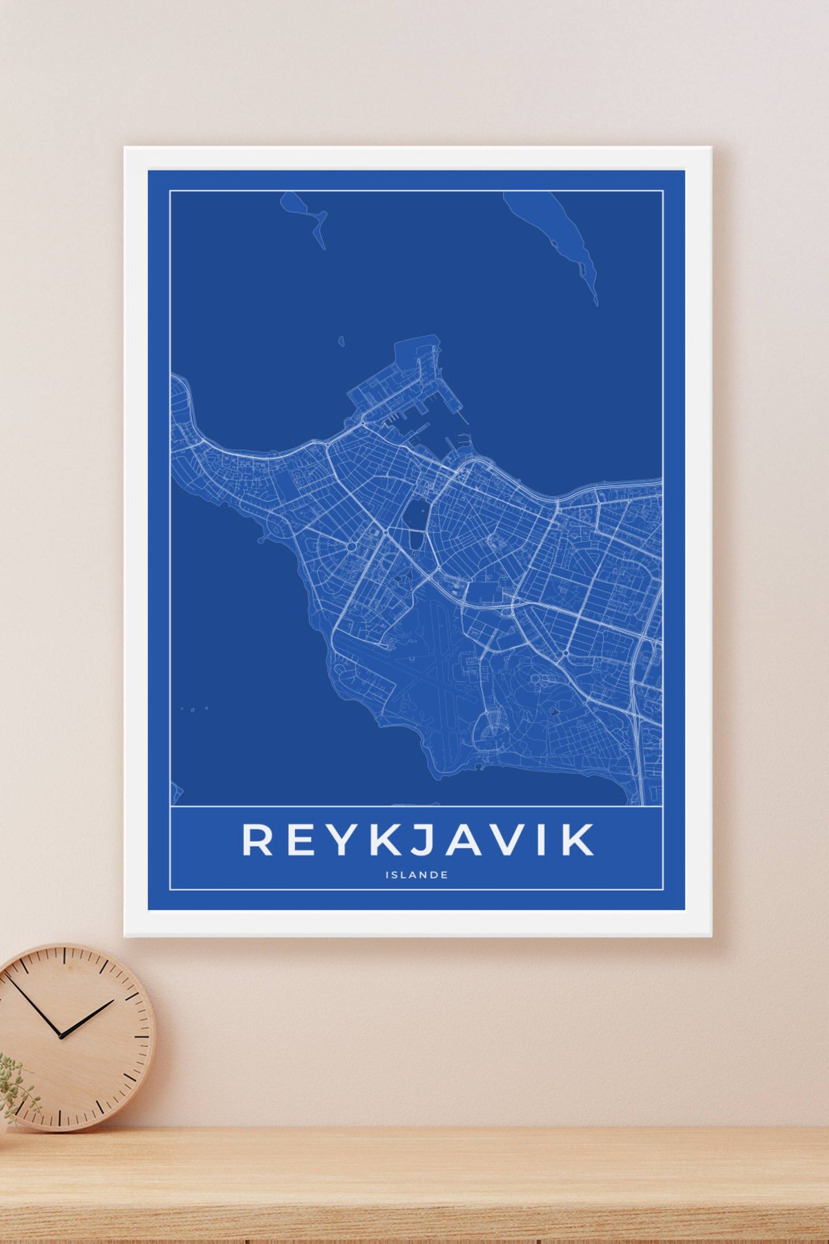 Carte de Reykjavik bleue - Affiche personnalisée