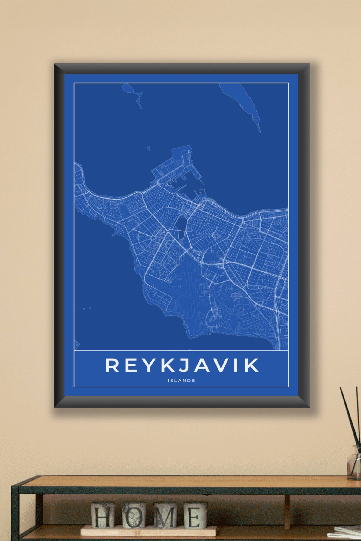 Carte de Reykjavik bleue - Affiche personnalisée