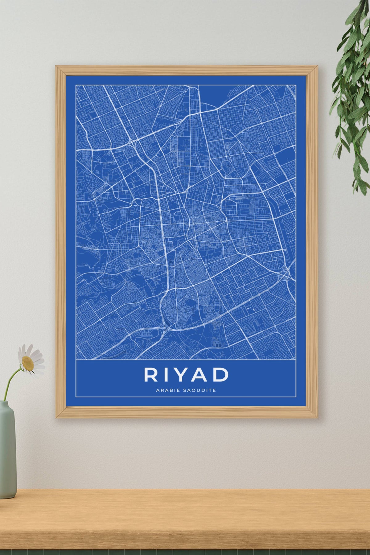 Carte de Riyad bleue - Affiche personnalisée
