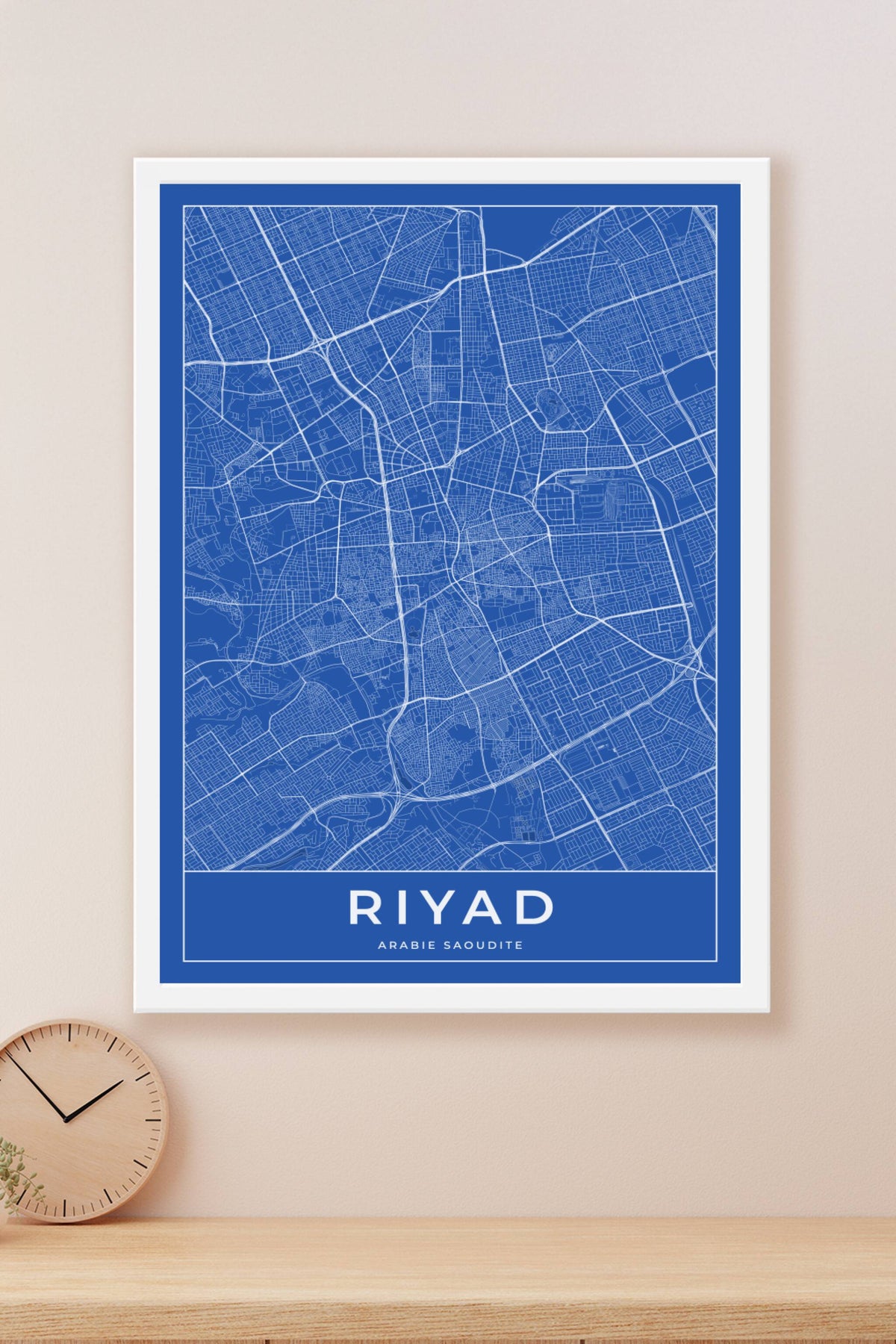 Carte de Riyad bleue - Affiche personnalisée