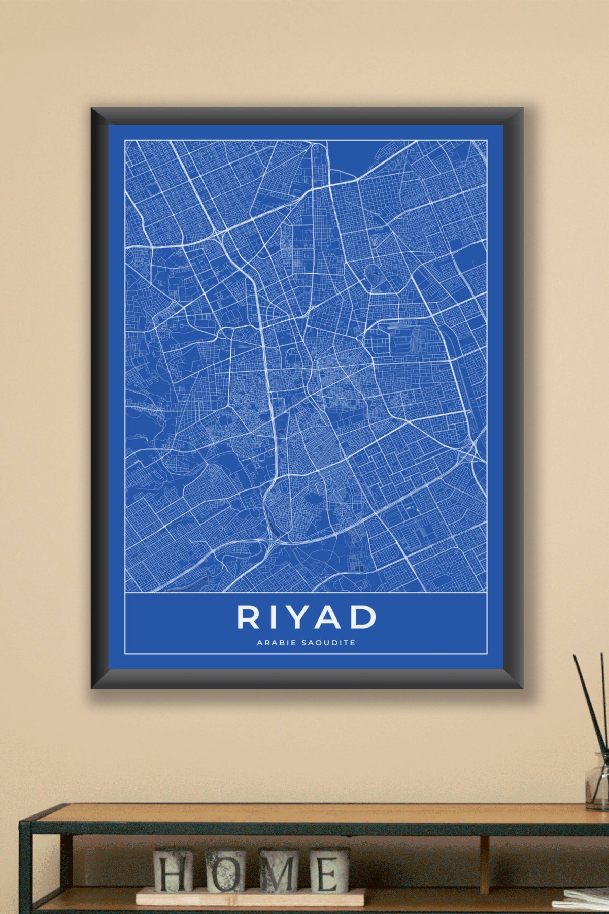 Carte de Riyad bleue - Affiche personnalisée