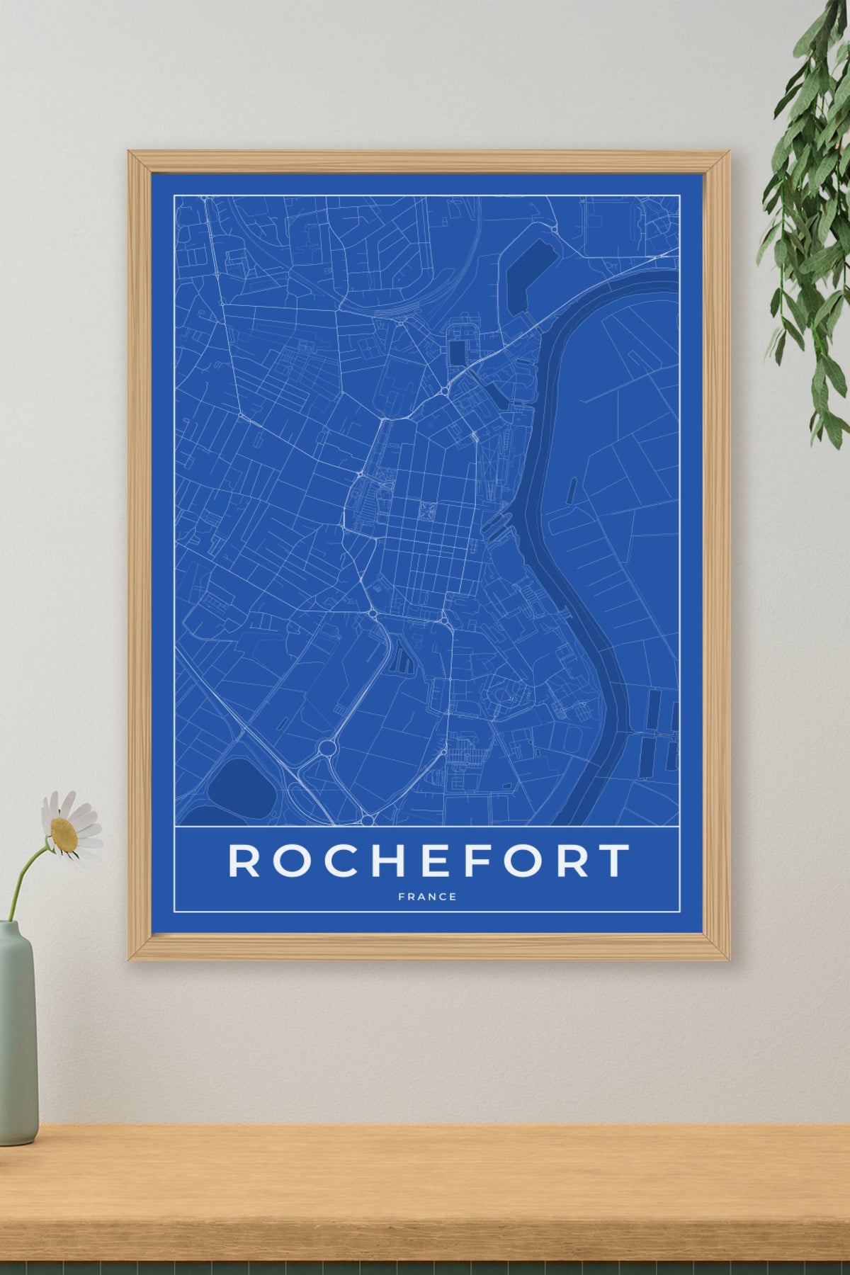 Carte de Rochefort bleue - Affiche personnalisée