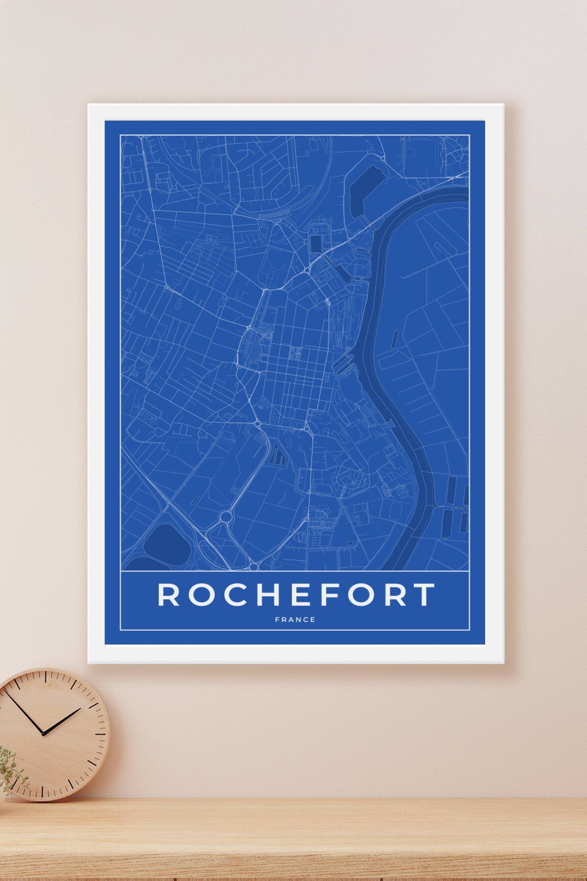 Carte de Rochefort bleue - Affiche personnalisée