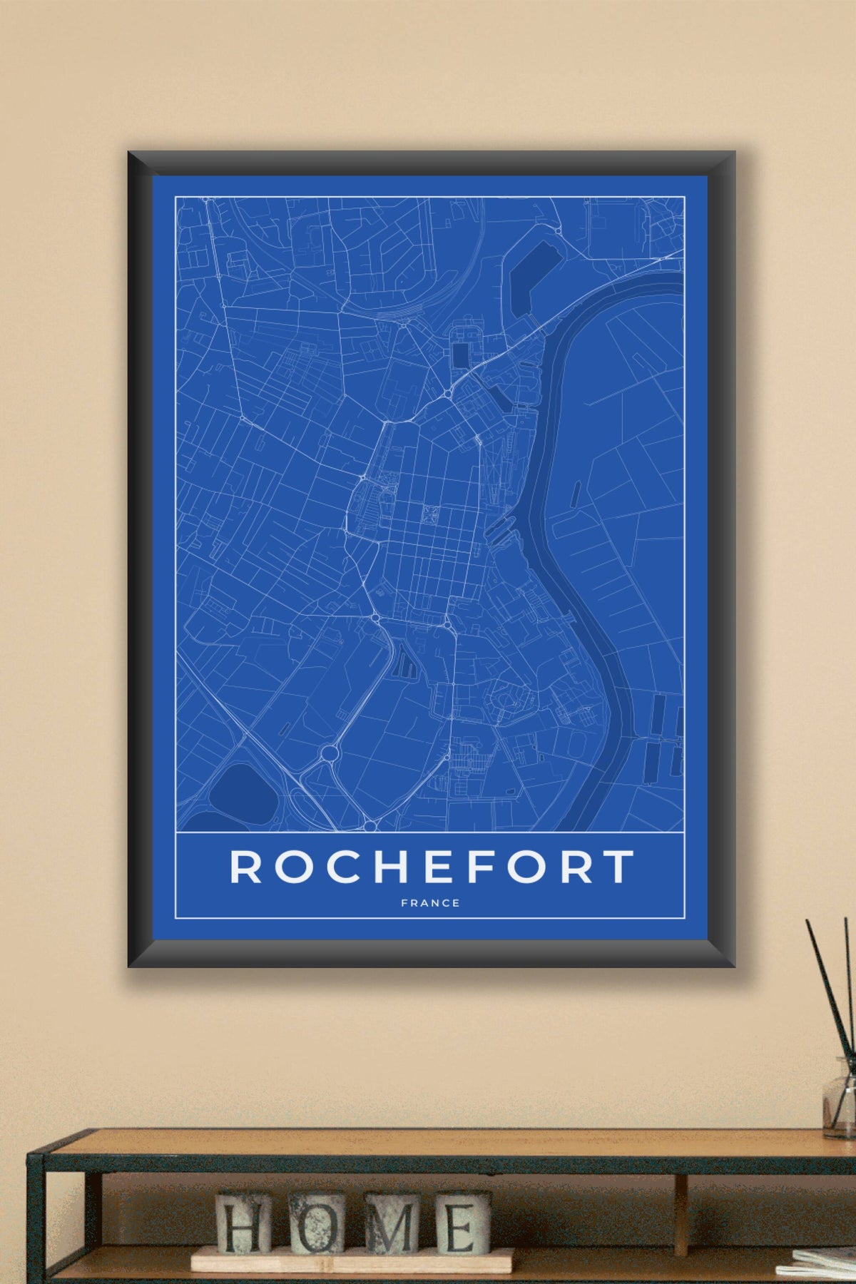 Carte de Rochefort bleue - Affiche personnalisée