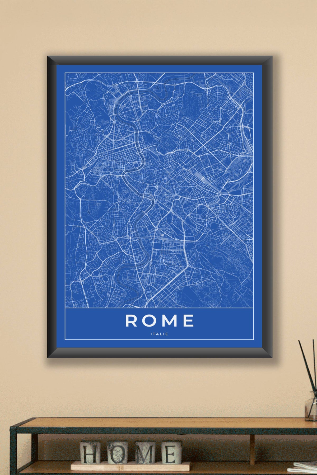 Carte de Rome bleue - Affiche personnalisée