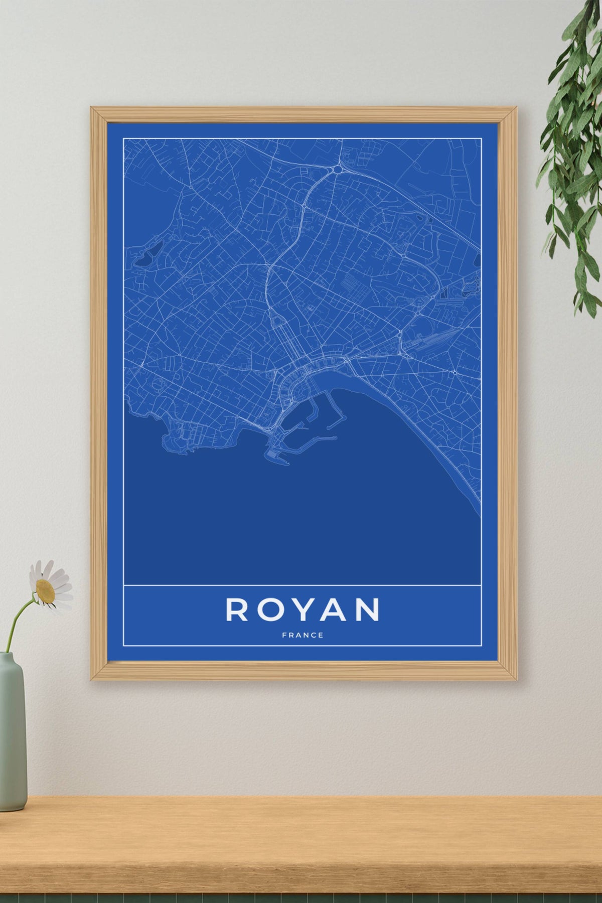 Carte de Royan bleue - Affiche personnalisée