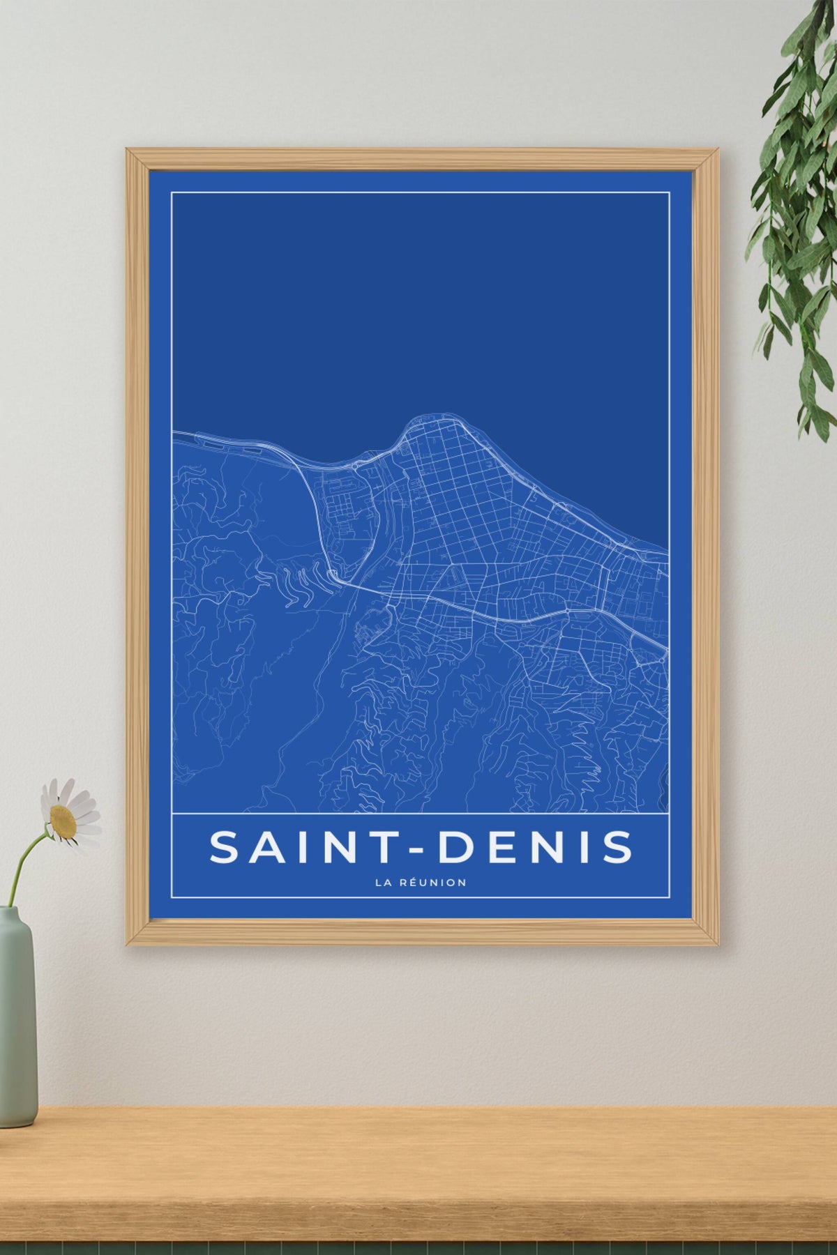 Carte de Saint-Denis bleue - Affiche personnalisée