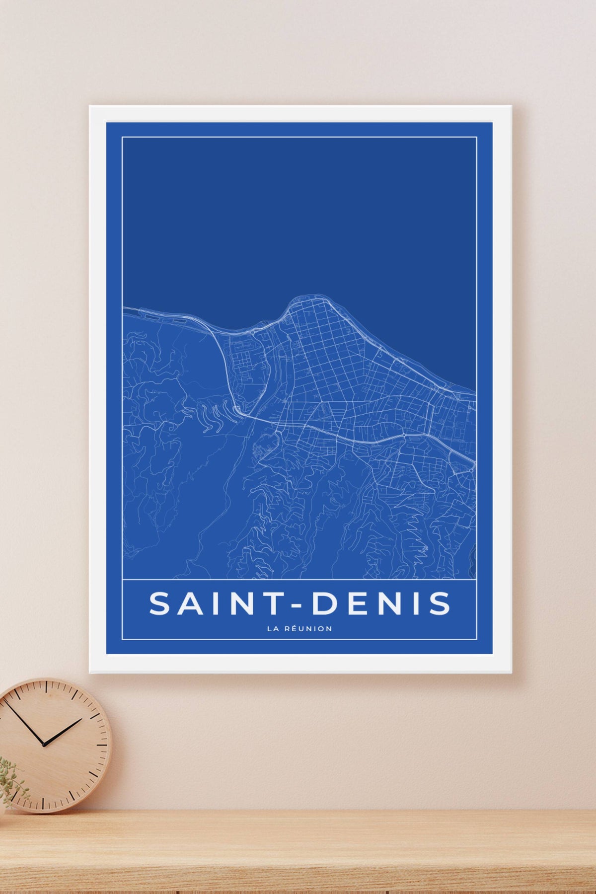 Carte de Saint-Denis bleue - Affiche personnalisée