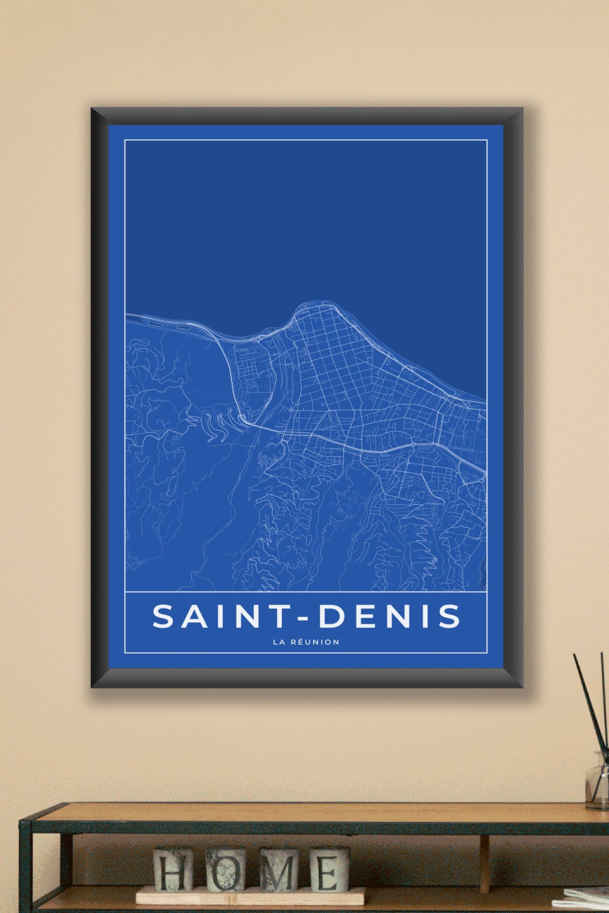 Carte de Saint-Denis bleue - Affiche personnalisée