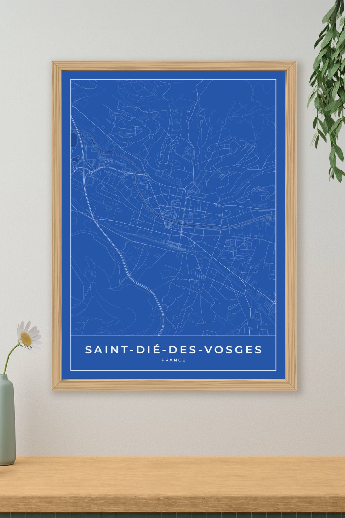 Carte de Saint-Dié-des-Vosges bleue - Affiche personnalisée