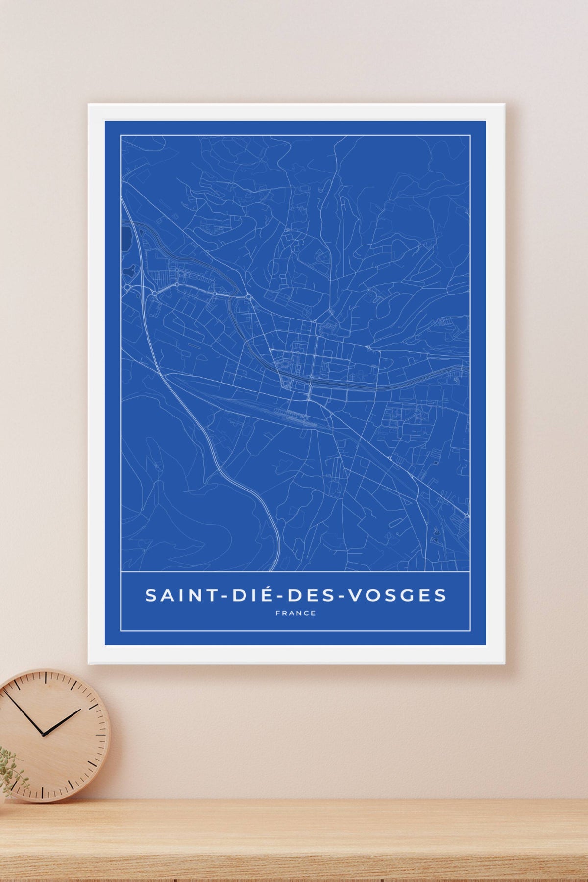 Carte de Saint-Dié-des-Vosges bleue - Affiche personnalisée