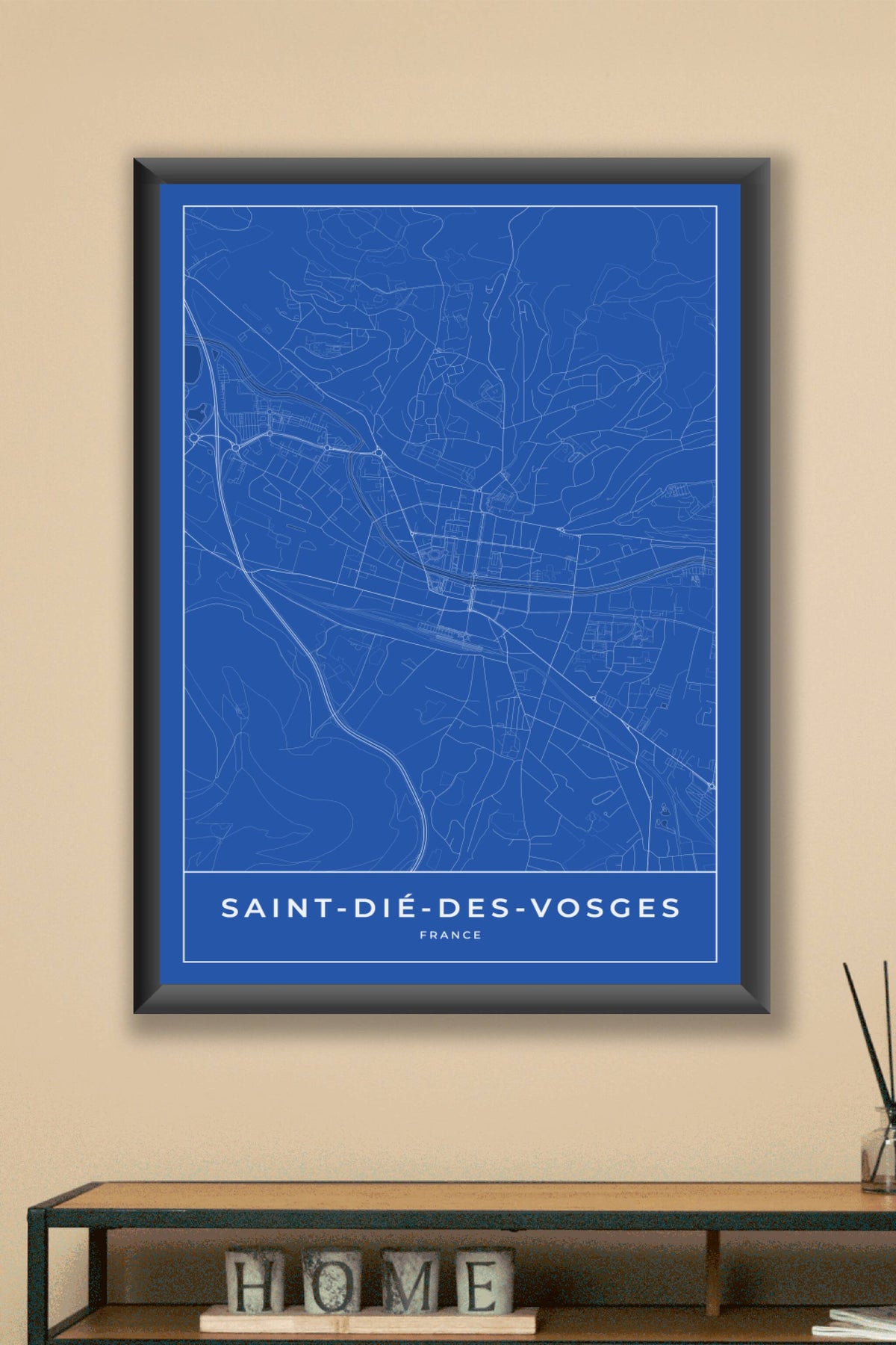 Carte de Saint-Dié-des-Vosges bleue - Affiche personnalisée