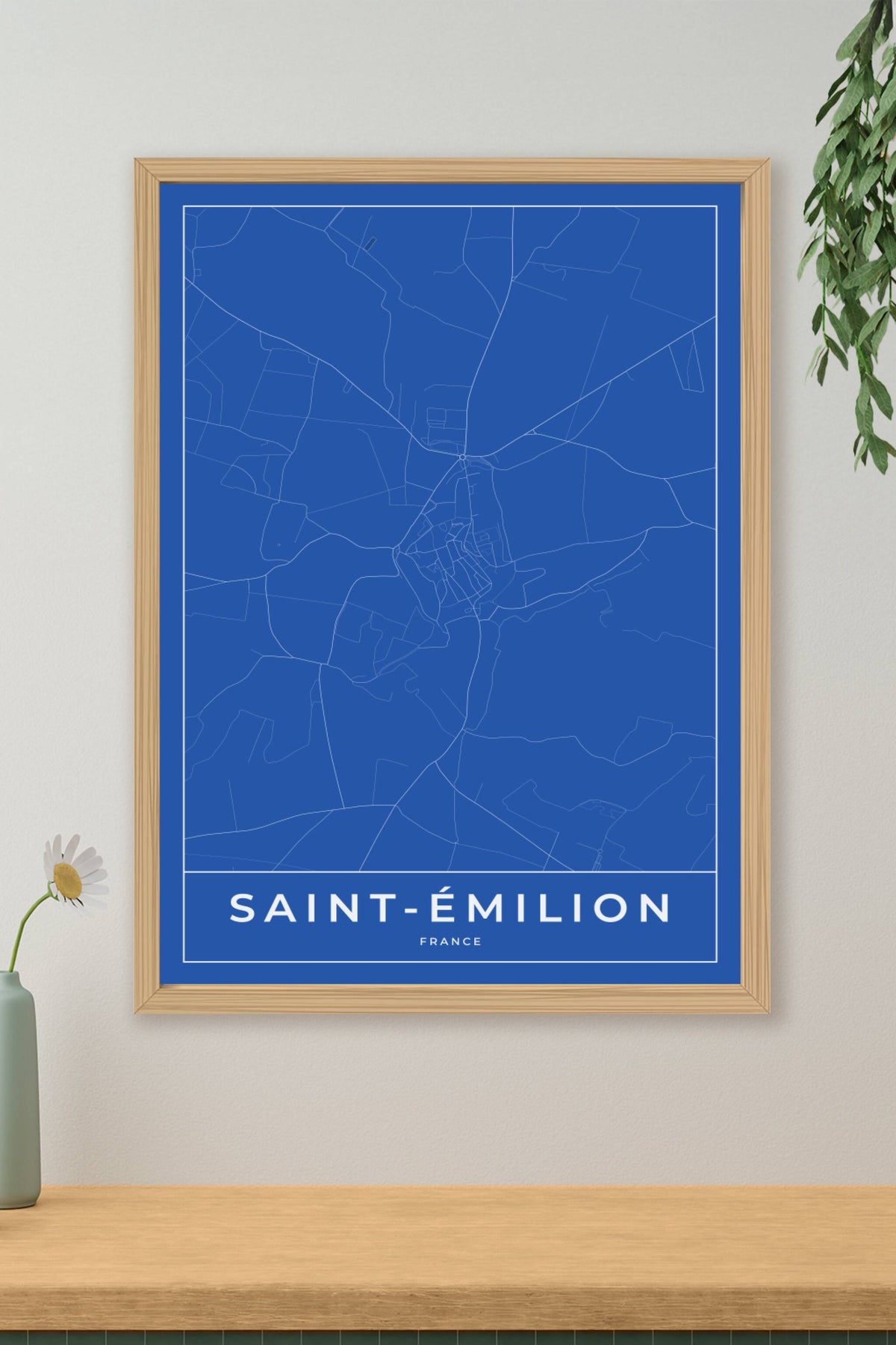 Carte de Saint-Émilion bleue - Affiche personnalisée