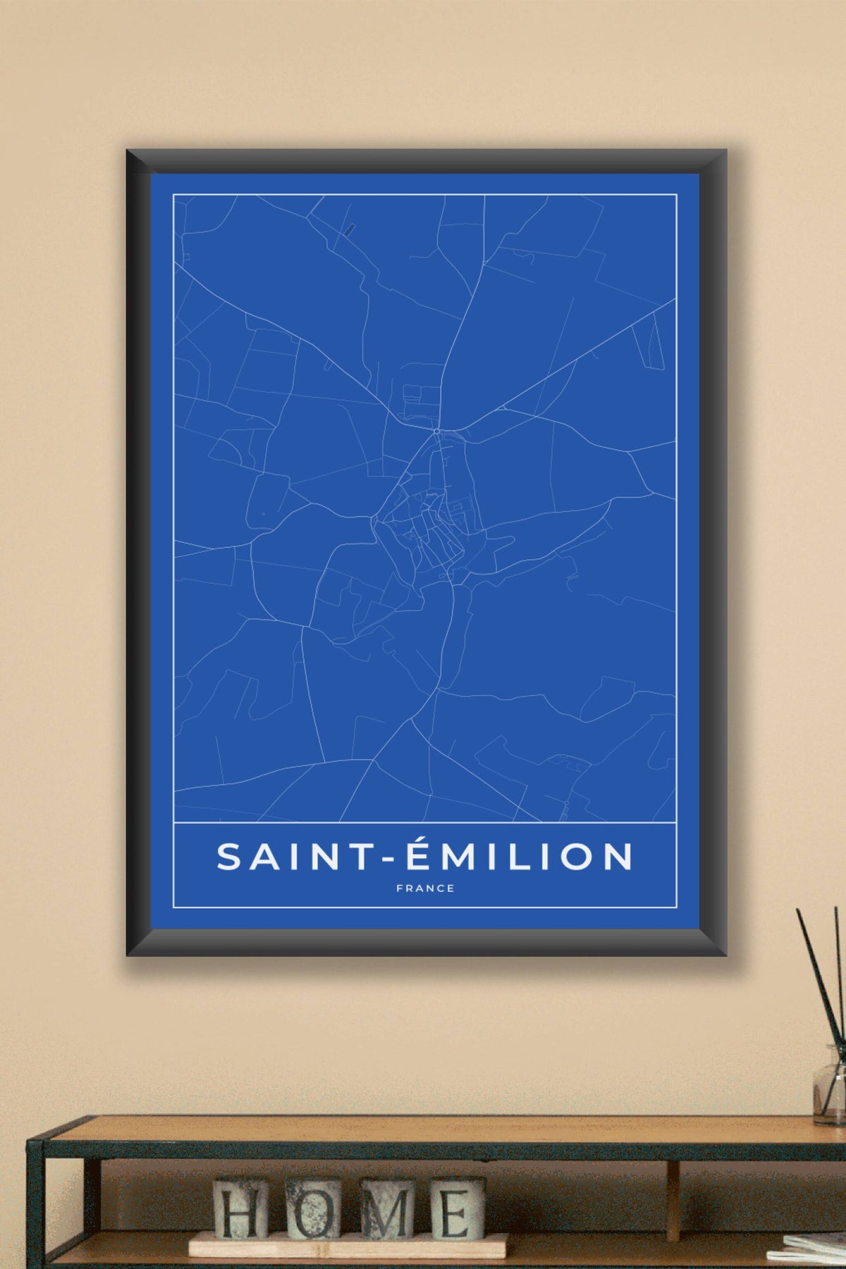 Carte de Saint-Émilion bleue - Affiche personnalisée