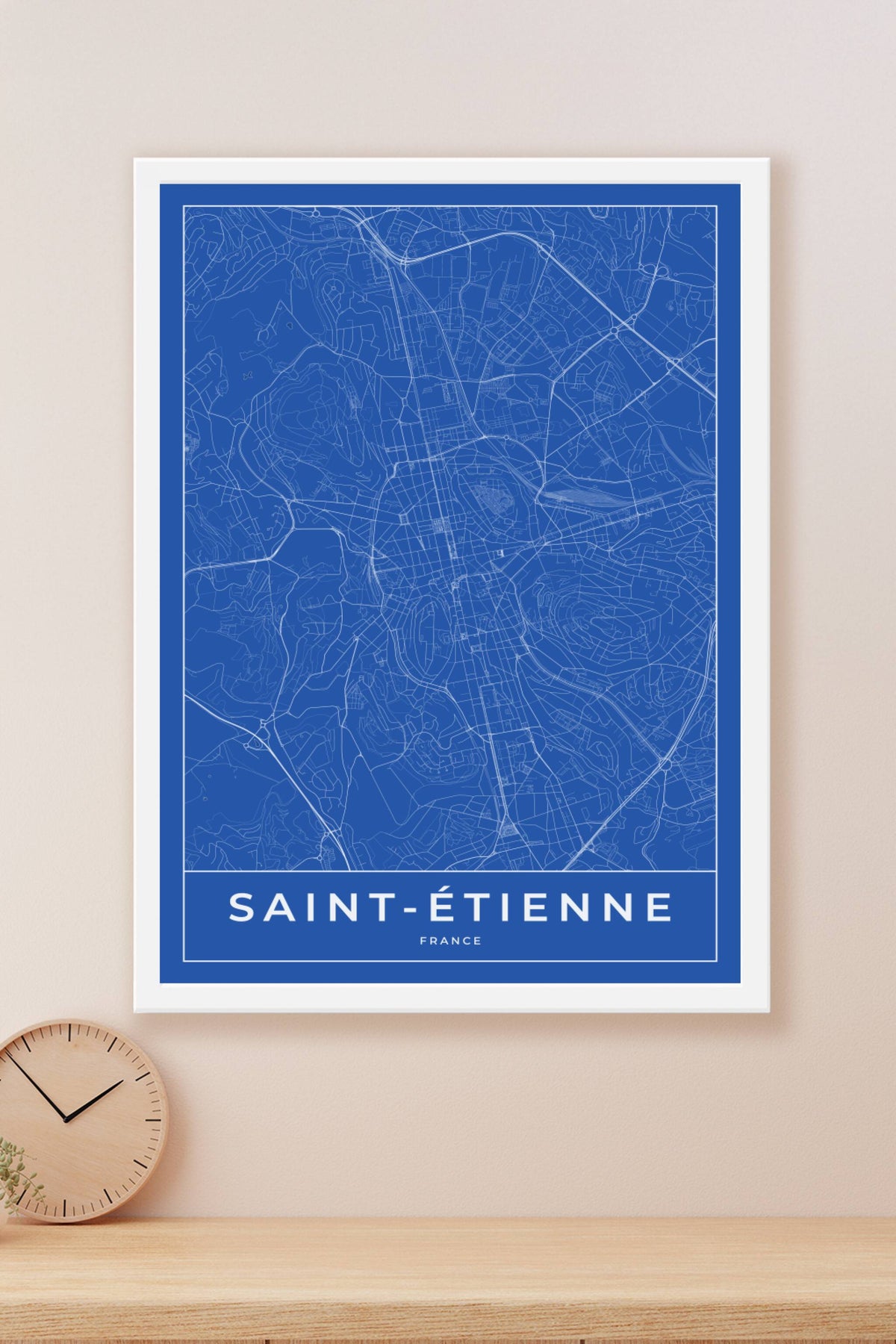 Carte de Saint-Étienne bleue - Affiche personnalisée