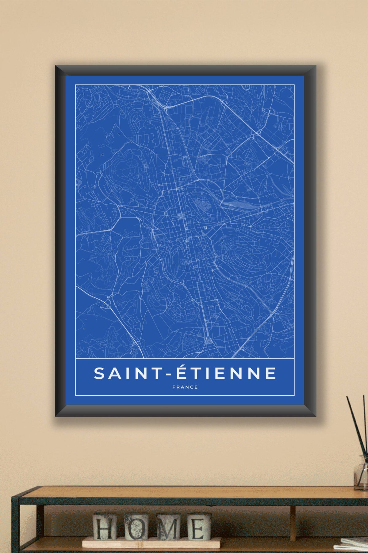 Carte de Saint-Étienne bleue - Affiche personnalisée