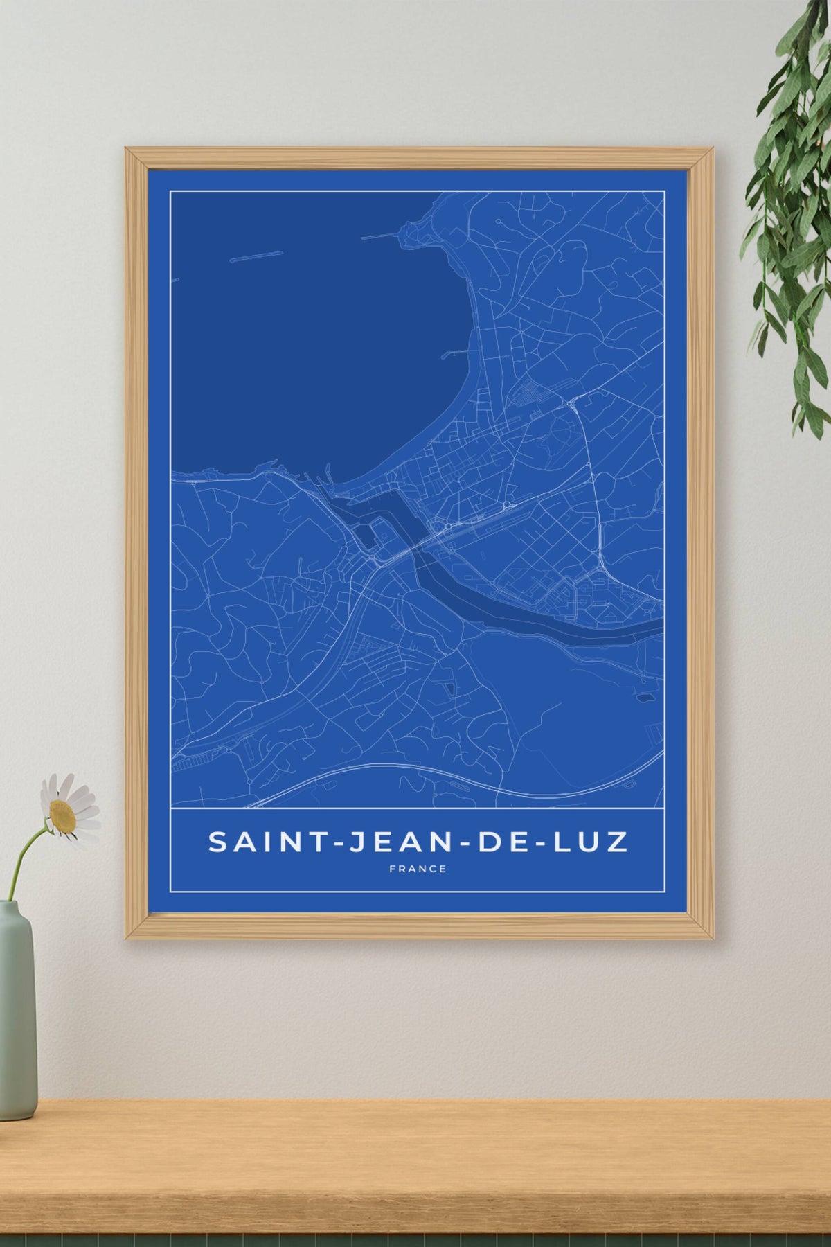 Carte de Saint-Jean-de-Luz bleue - Affiche personnalisée