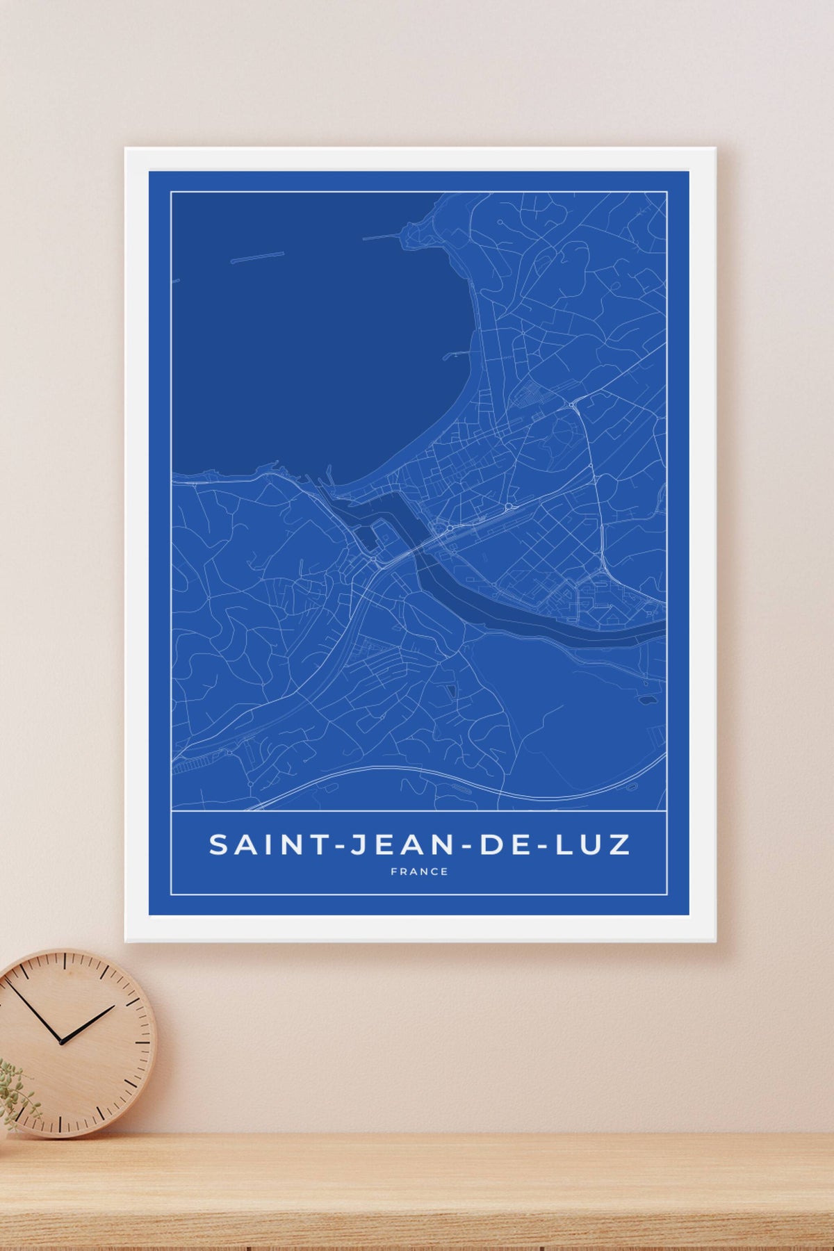 Carte de Saint-Jean-de-Luz bleue - Affiche personnalisée