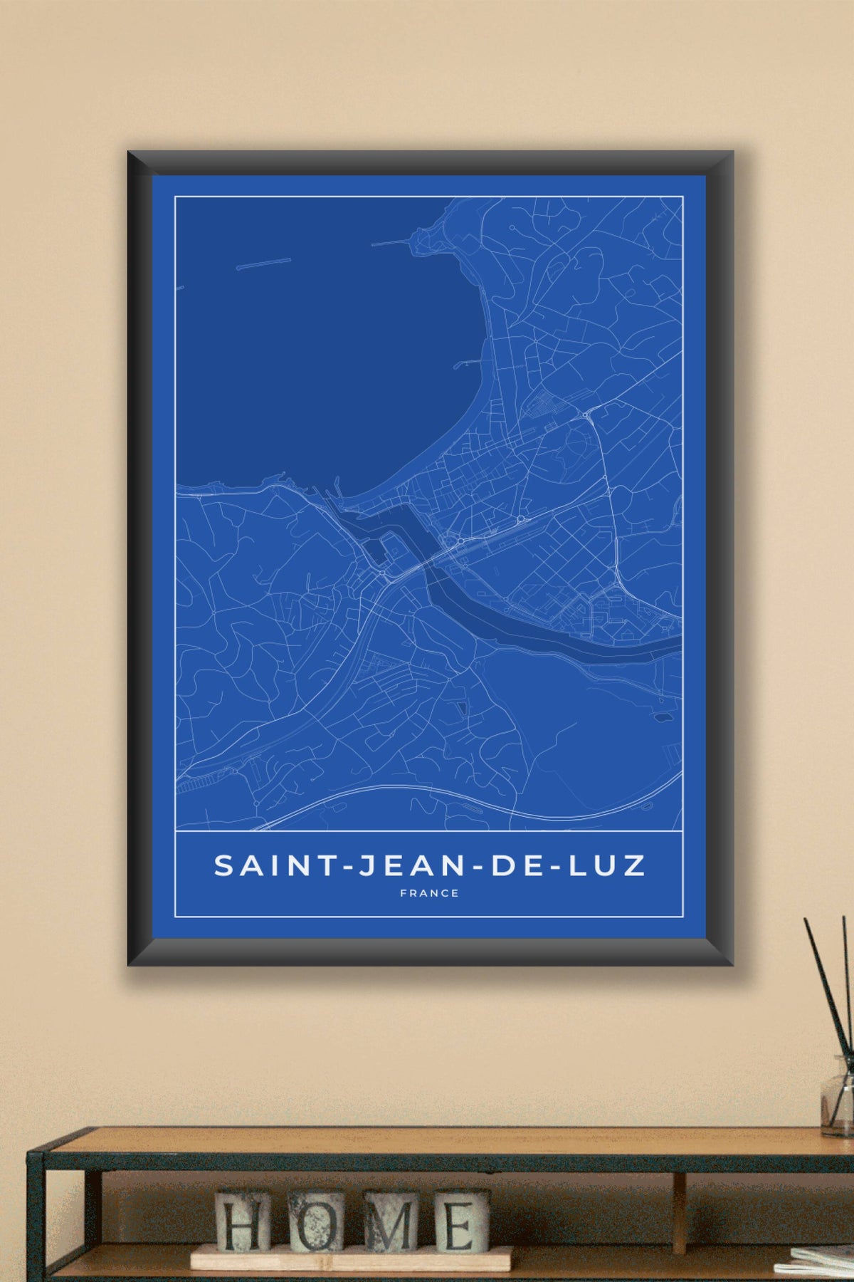 Carte de Saint-Jean-de-Luz bleue - Affiche personnalisée